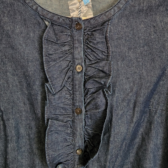 Draper James Chambray Ruffle Bell Sleeves Shift Dress Women's 4 NWT - Picture 6 of 10